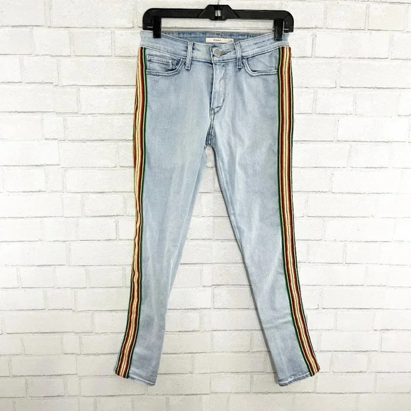 Levi's 711 Skinny Jeans With Stripes Down Legs Women's Waist Size 28 - Picture 1 of 9